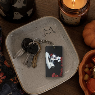 Zucker-Schädel-Frau Gothic Schwarze rote Rosen Por Schlüsselanhänger