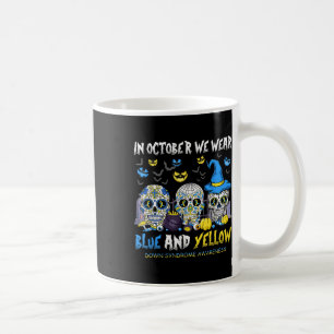 Zucker-Schädel Halloween-Blau-und Gelb-Down-Syndro Kaffeetasse
