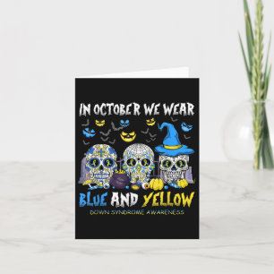 Zucker-Schädel Halloween-Blau-und Gelb-Down-Syndro Karte