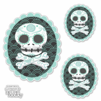 Zucker Schädel in Crossbones Cameo Tattoo Cut Aufkleber