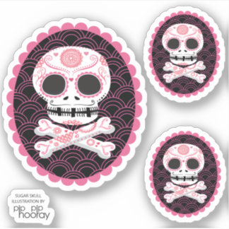 Zucker Schädel in Crossbones Cameo Tattoo Cut Aufkleber