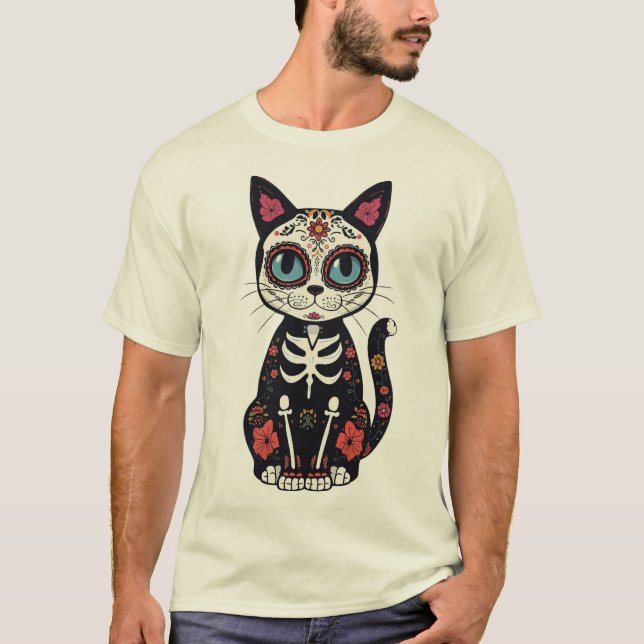 Zucker-Schädel-Katze T-Shirt (Vorderseite)