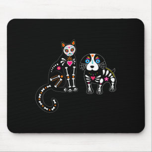 Zucker-Schädel-Katze und Hund lustiger Halloween Mousepad