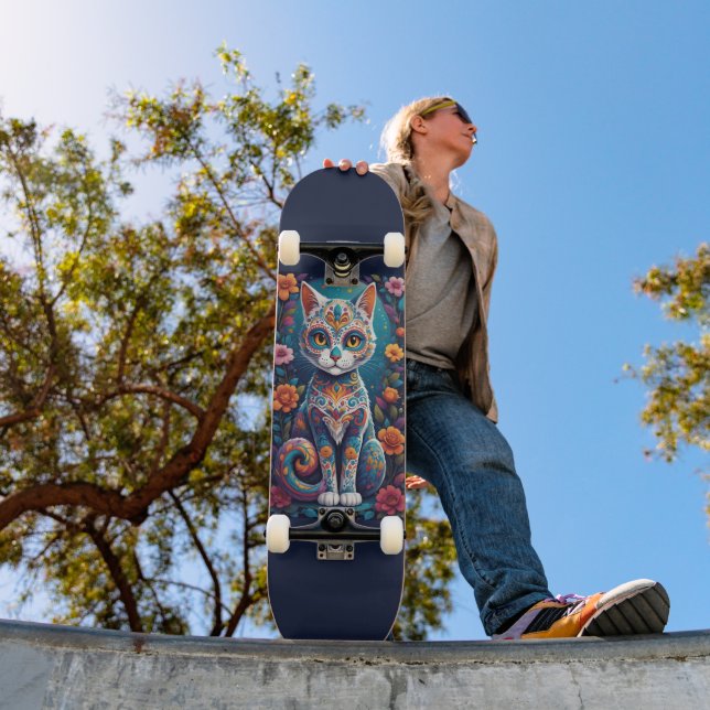 Zucker-Schädel-Kitty Skateboard (Außenbereich 1)