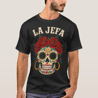 Zucker-Schädel La Jefa Dia De Los Muertos Mexikani T-Shirt