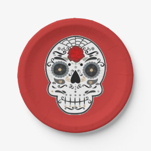 Zucker-Schädel-Mexikanisch-Spanisches-Skelett-Part Pappteller