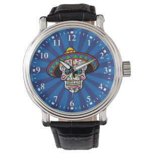 Zucker-Schädel Mit Hut-Uhr Armbanduhr