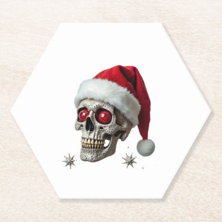 Zucker-Schädel-mit-Santa-Hut-Tee-Weihnachten-Pyjam Untersetzer