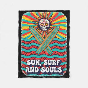 Zucker-Schädel-Psychedelische-Sonne-Retro-Surf-Oze Fleecedecke