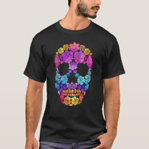 Zucker-Schädel-Rosen-Blumen-Blume-Gotischer Mykolo T-Shirt