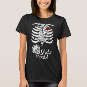 Zucker-Schädel-Skelett-Halloween-Schwangerschaftsa T-Shirt