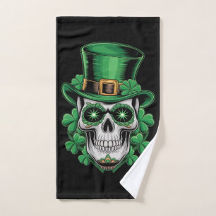 Zucker-Schädel-St.-Patrick-Tag Glücksklee Handtuch