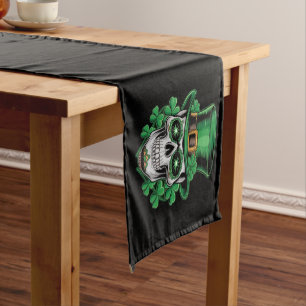 Zucker-Schädel-St.-Patrick-Tag Glücksklee Kurzer Tischläufer