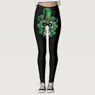 Zucker-Schädel-St.-Patrick-Tag Glücksklee Leggings