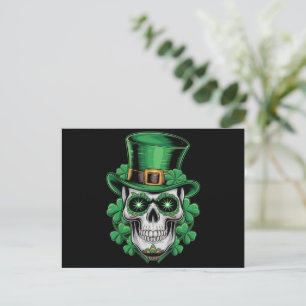Zucker-Schädel-St.-Patrick-Tag Glücksklee Postkarte
