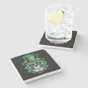 Zucker-Schädel-St.-Patrick-Tag Glücksklee Steinuntersetzer
