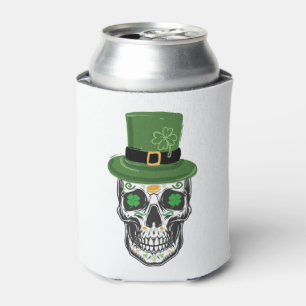 Zucker-Schädel-St.-Patrick-Tag-Leprechaun-Kleeblat Dosenkühler