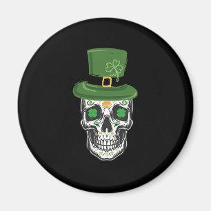 Zucker-Schädel-St.-Patrick-Tag-Leprechaun-Kleeblat Magnet