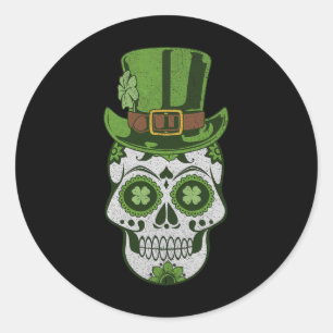 Zucker-Schädel-St.-Patricks-Tag Glücklicher Shamro Runder Aufkleber