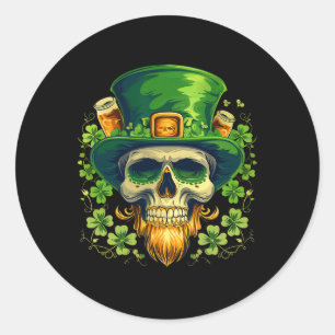 Zucker-Schädel-St.-Patricks-Tag Irischer Schädel K Runder Aufkleber