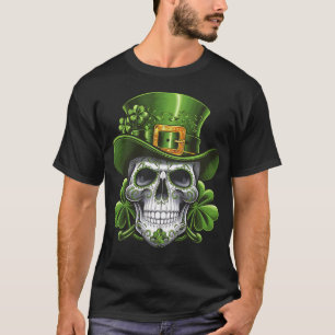 Zucker-Schädel-St.-Patricks-Tag-Kleeblatt T-Shirt