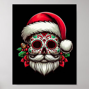 Zucker-Schädel-Weihnachtsmann-Mexiko-Calavera-Weih Poster