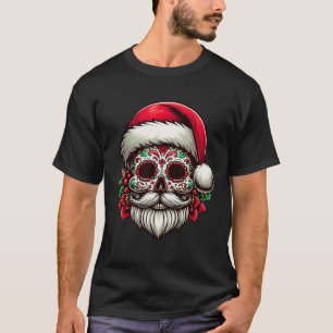 Zucker-Schädel-Weihnachtsmann-Mexiko-Calavera-Weih T-Shirt