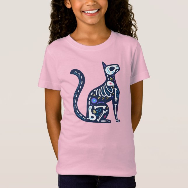 Zucker-Schädelkalavera-Katze III T-Shirt (Vorderseite)