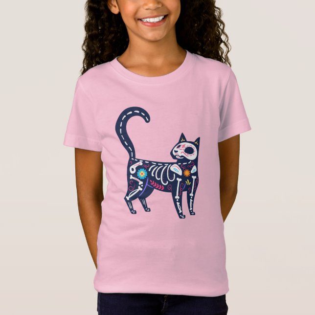 Zucker-Schädelkalavera-Katze IV T-Shirt (Vorderseite)