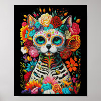 Zucker Schädelkatze Los Muertos La Catrina Tag T