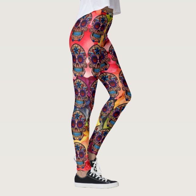Zucker Schädellegings farbenfrohe Fiesta Pants Leggings (Rechts)