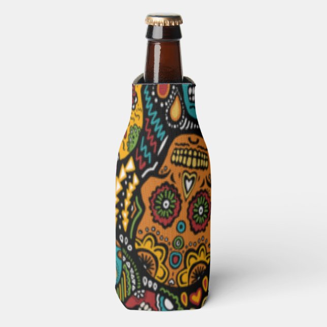 ZUCKER SKULL Halloween Flasche Cooler Flaschenkühler (Flaschenvorderseite)