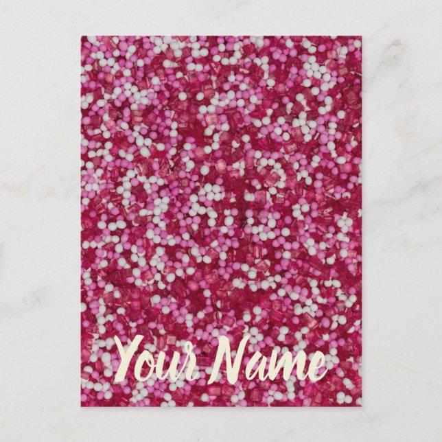 Zucker streut farbenfrohe Backkristalle Geschenk Postkarte (Vorderseite)