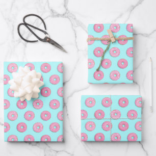 Zucker Sweet Pink Glazed Donuts Geschenkpapier Set