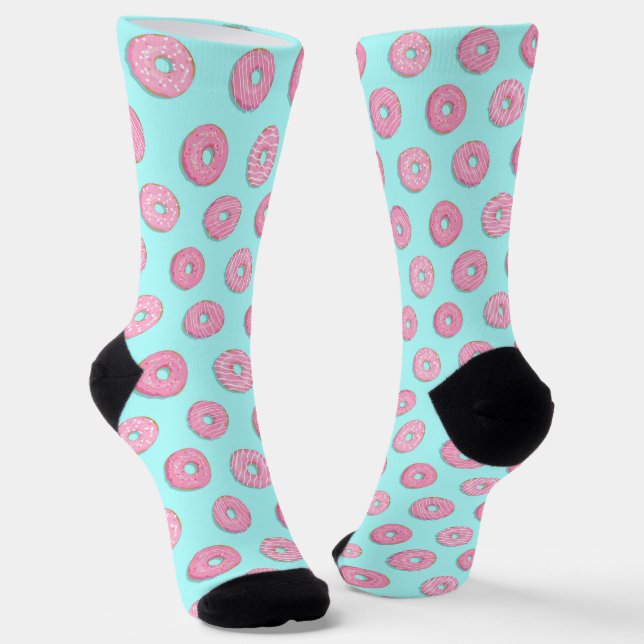Zucker Sweet Pink Glazed Donuts Socken (Gewinkelt)