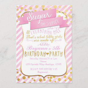 Zucker-u. Gewürz-rosa Goldgeburtstags-Party Einladung