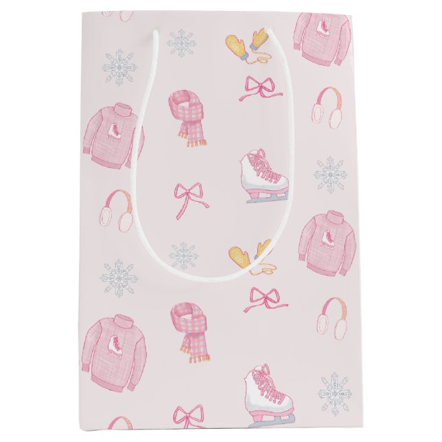 Zucker und Eisfigur Skate Eiseis Skate Winterrosa Mittlere Geschenktüte (Vorderseite)