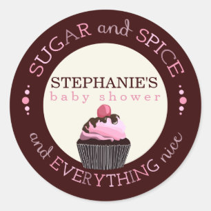 Zucker und Gewürz Cupcake Baby Shower Favor Aufkle Runder Aufkleber