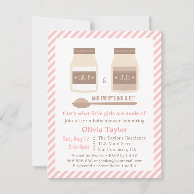 Zucker und Gewürz und alles Nizza Babyparty Einladung (Vorderseite)