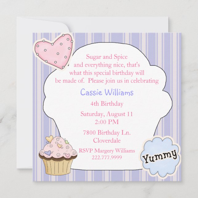 Zucker- und Gewürzkuchen zum Geburtstag Einladung (Vorderseite)