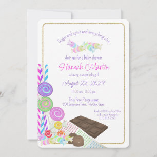 Zucker und Spice Candy Baby Luncheon Einladung