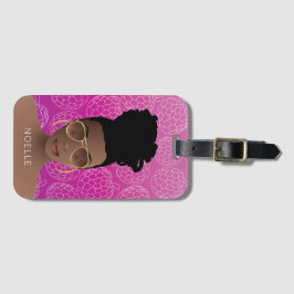 Zuckeräpfel Muster, schwarze Frau, Hot Pink Gepäckanhänger