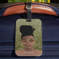 Zuckeräpfel Muster, Schwarze Frau, Olivgrün Lug