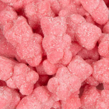 Zuckerbeschichtete Gummibären in verschiedenen Far
