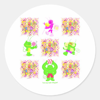 Zuckerbugs alle 4 Logoaufkleber Runder Aufkleber