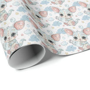 Zuckergleiter Süßes Baby Pastell Aquarellmuster  Geschenkpapier