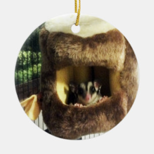 Zuckergrüber in Furry Tree Truck Hängebett Keramikornament