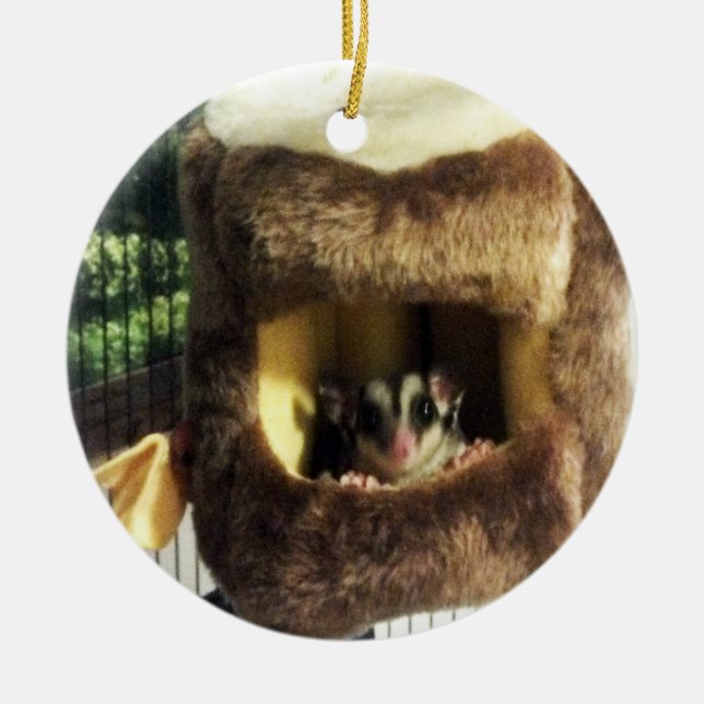 Zuckergrüber in Furry Tree Truck Hängebett Keramikornament (Vorne)