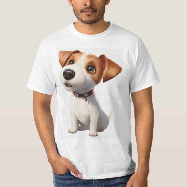 "Zuckerhaltige Bliss: Adorable Dog Sticker T-Shirt (Vorderseite)