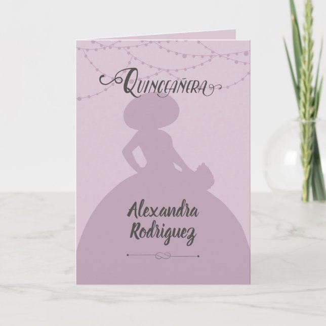 Zuckerhut Lila Charro Silhouette Quinceanera Einladung (Vorderseite)